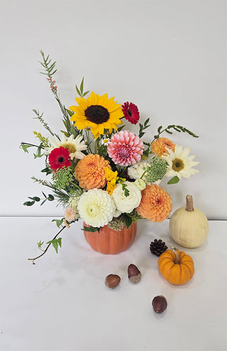 Pumpkin & Blooms Arrangement